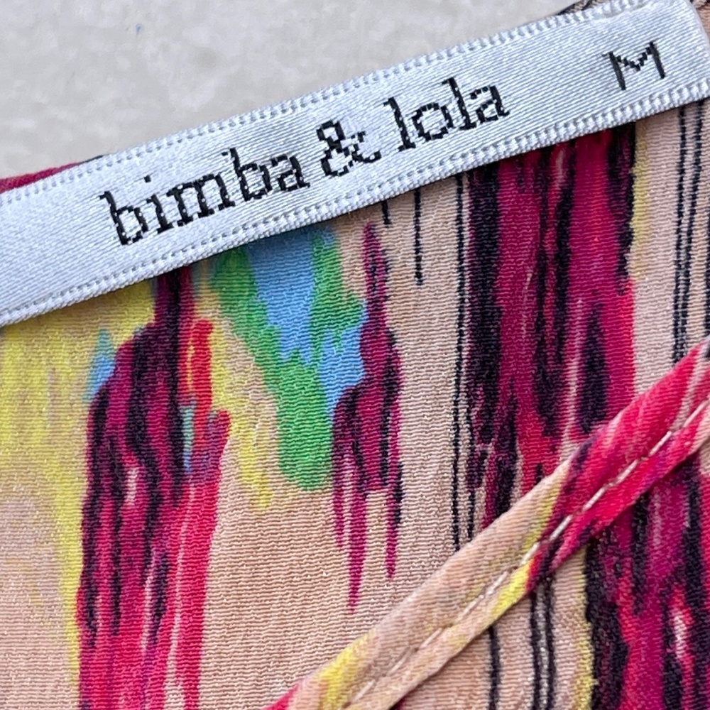 bimba & lola | Abstract Print Lightweight Silky Short Sleeve Detail Blouse - Picture 11 of 14